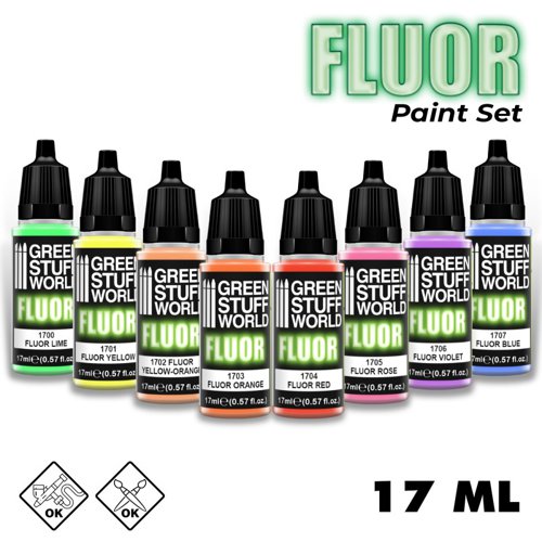 Set 8x17ml assorted fluor acrylic paints